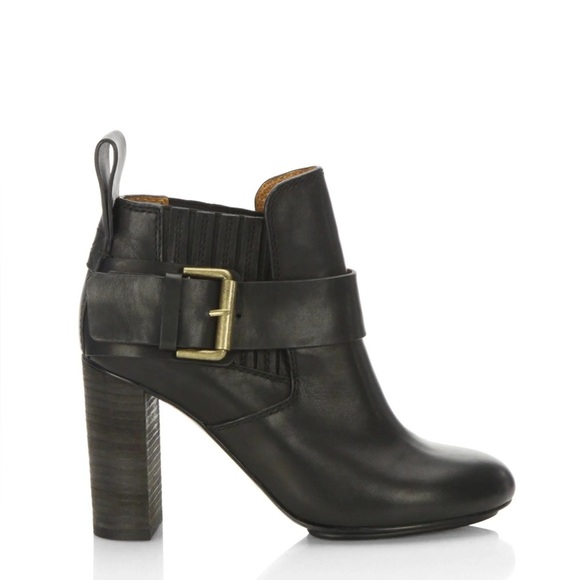 See by Chloe Buckle Black Leather SB Heeled Bootie - Picture 2 of 10